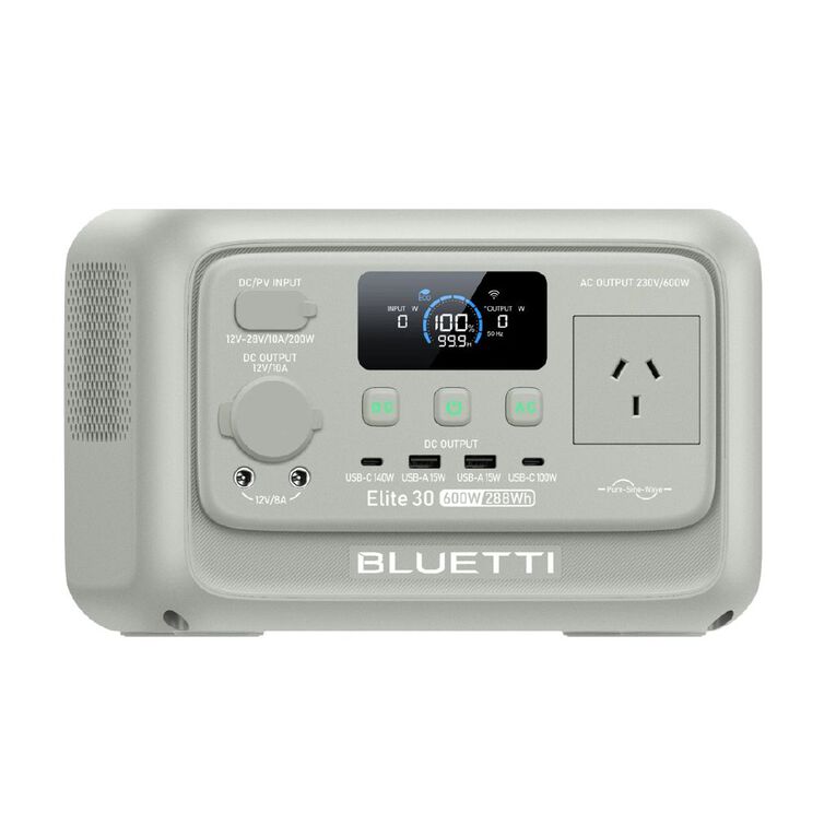 Bluetti Elite 30 V2 Portable Power Station | 600W 288Wh - Light Sand Grey, , hi-res