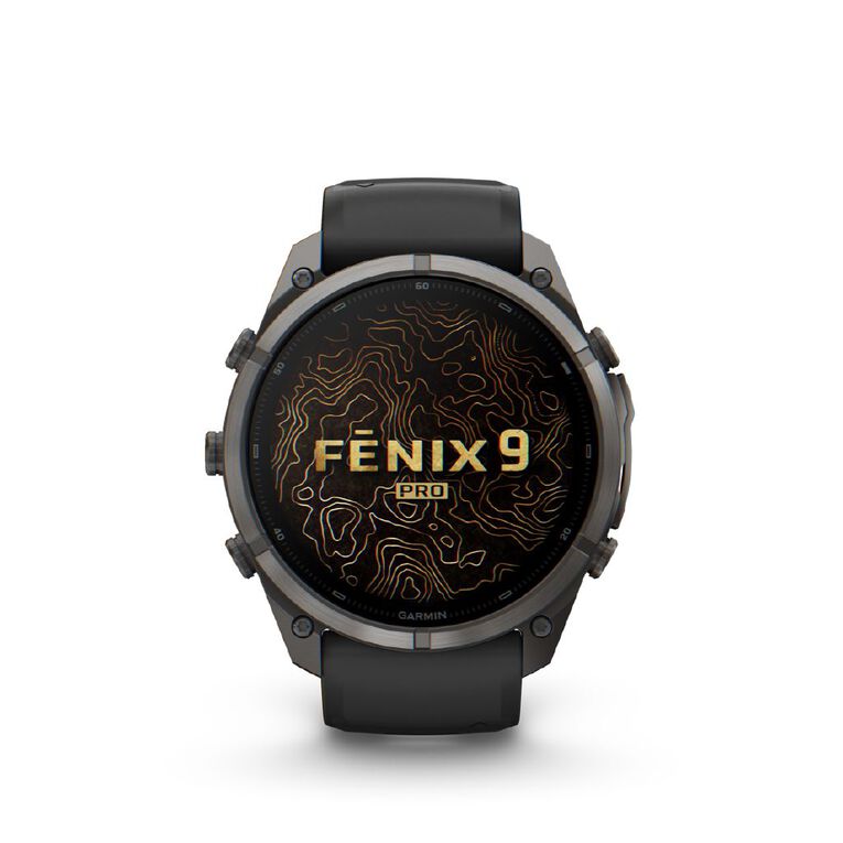 Garmin Fenix 9 Pro 51mm AMOLED - Carbon Grey DLC Titanium With Black/Pebble Grey Silicone Band, , hi-res