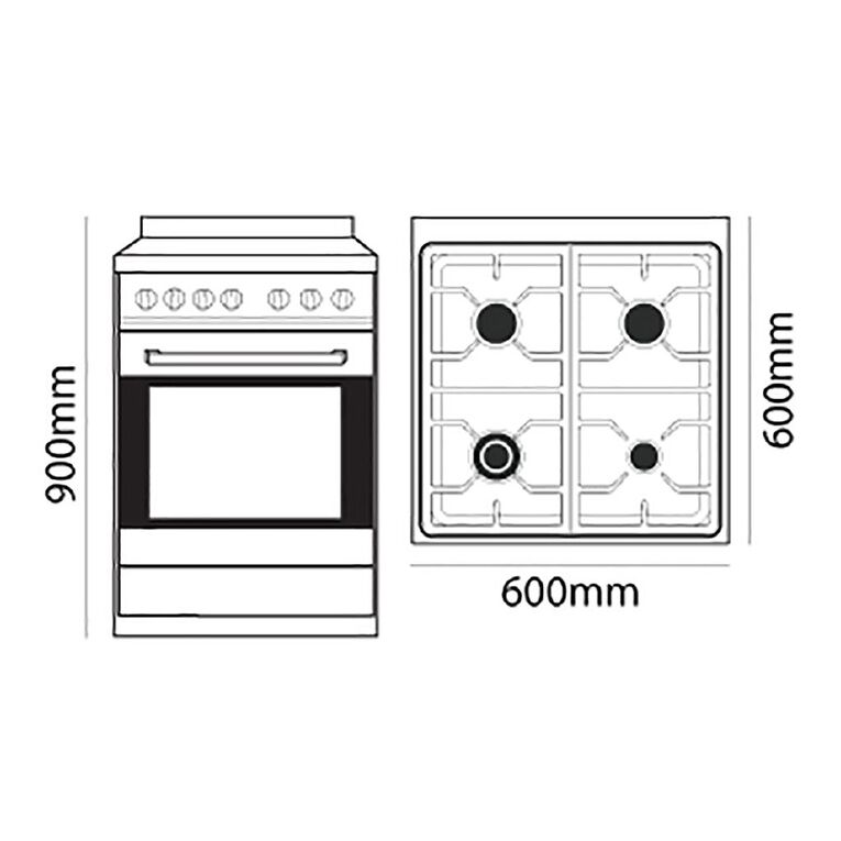 Parmco 60cm Freestanding Gas Oven w/ Gas Cooktop Stainless Steel