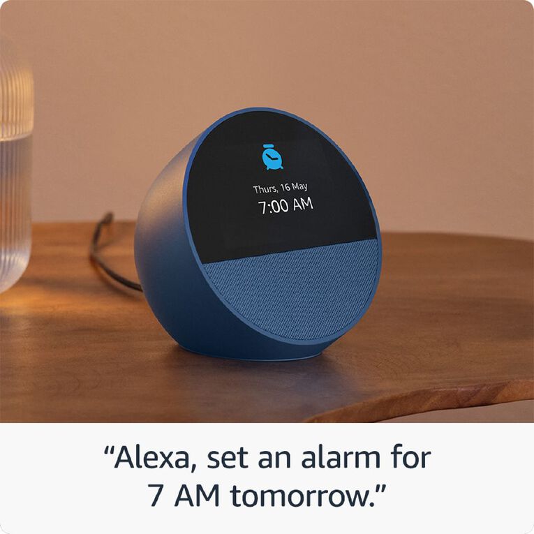 Amazon Echo Spot 2024 Smart Alarm Clock With Vibrant Sound plus Alexa - Glacier White, , hi-res