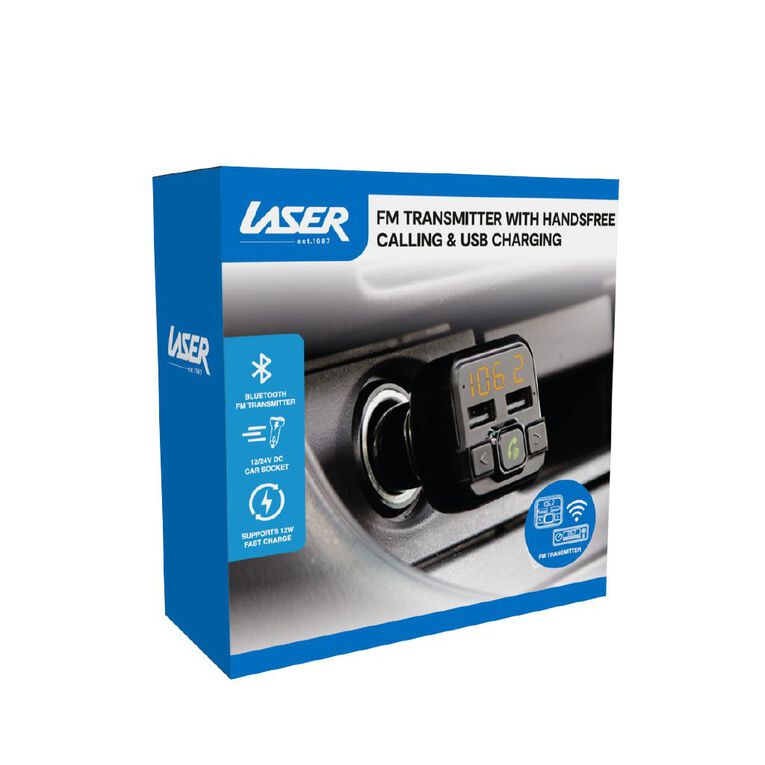 Laser Bluetooth FM Transmitter with Led Display and USB Charger, , hi-res