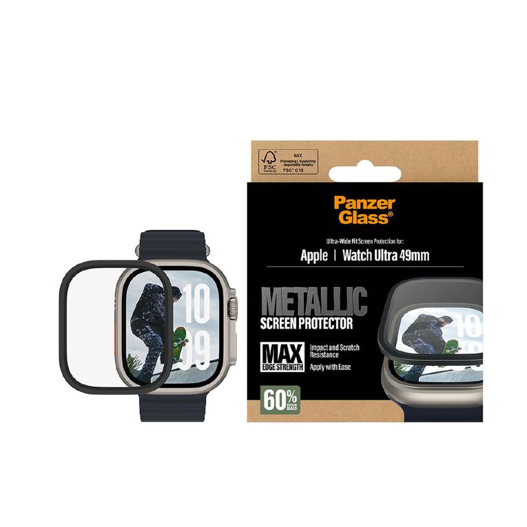 PanzerGlass Metal Frame Screen Protector for Apple Watch Ultra/3 - Black, , hi-res