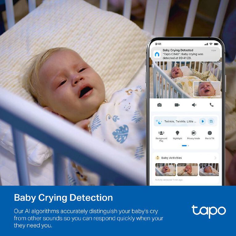 TP-Link Tapo C840 Pan & Tilt AI Smart Baby Monitor, , hi-res