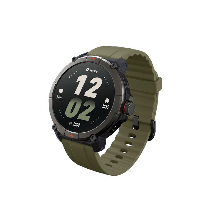 Ryze Trek Smart Watch With GPS (Olive + Black), , hi-res