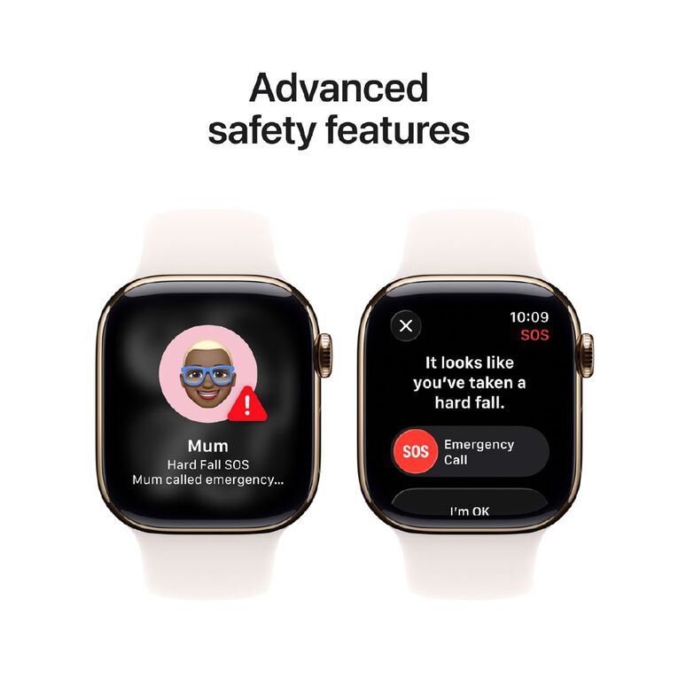 Apple Watch Series 11 Cellular 42mm Gold Titanium Case with Light Blush Sport Band S/M, , hi-res