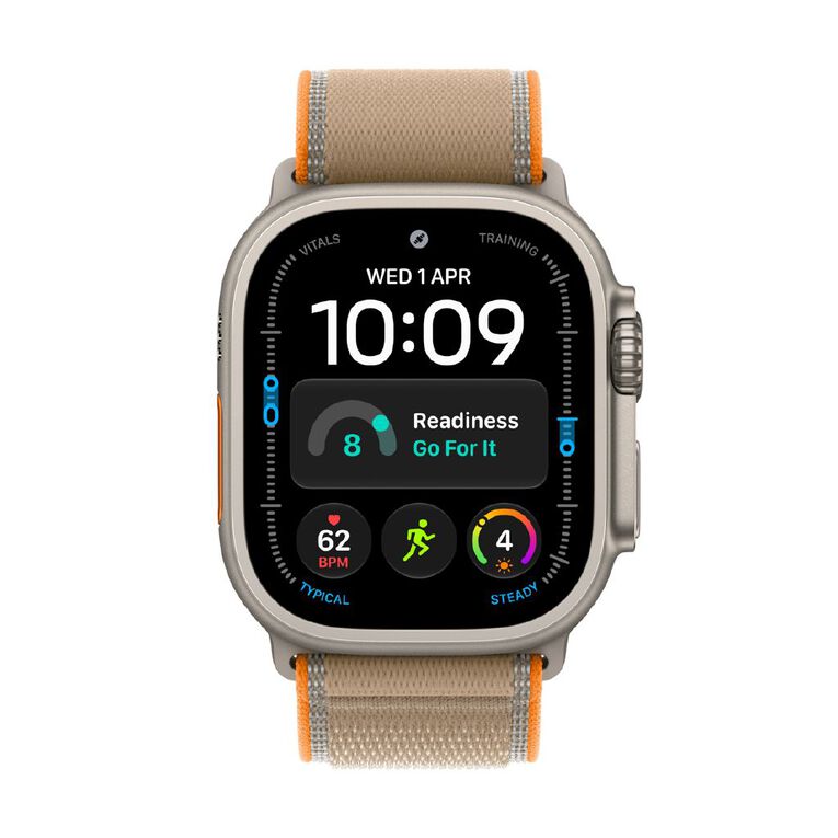 Apple Watch Ultra 4 Cellular 49mm Natural Titanium Case with Sand Trail Loop S/M, , hi-res