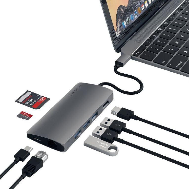 SATECHI USB-C Multi-Port Adapter 4K Ethernet V2 - Space Grey, , hi-res