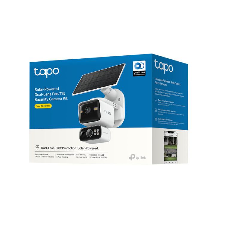 TP-Link Tapo C645D Solar-Powered Dual Lens Pan/Tilt Security Camera Kit, , hi-res