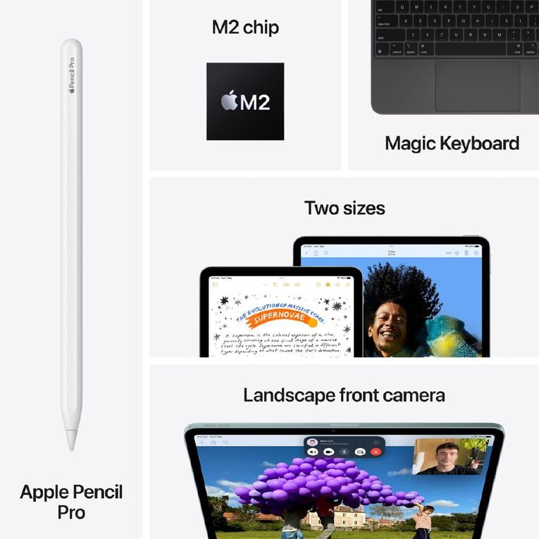 Apple iPad Air 13 Inch M2 Wi-Fi + Cellular 1TB - Space Grey, , hi-res