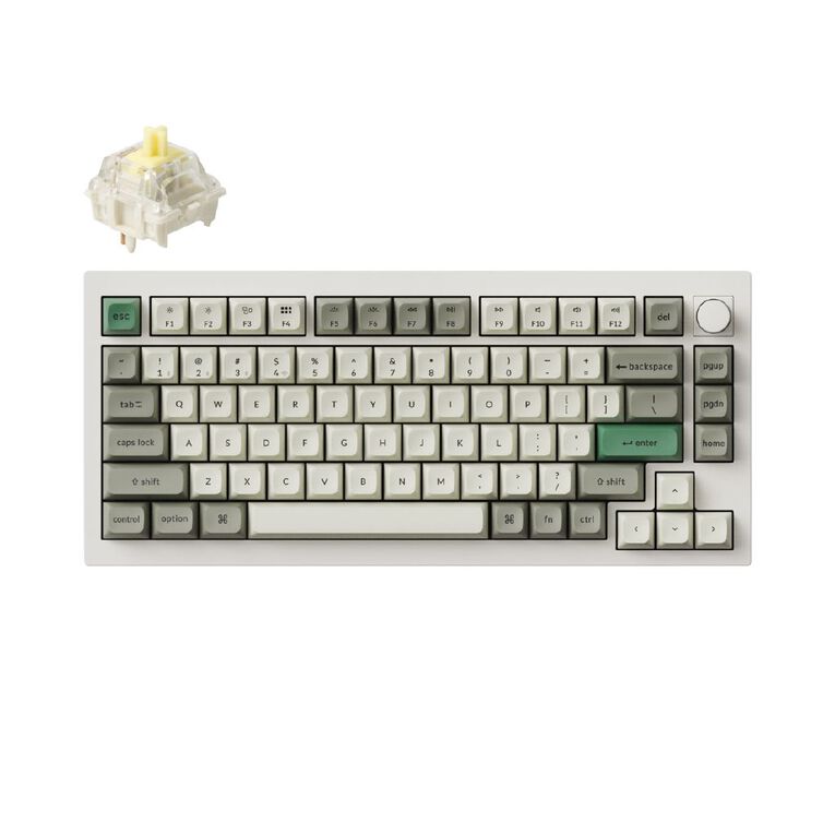 Keychron Q1 Max QMK/VIA Wireless Custom Mechanical Keyboard, Fully Assembled Knob, Gateron Jupiter Banana Switch - Shell White, , hi-res