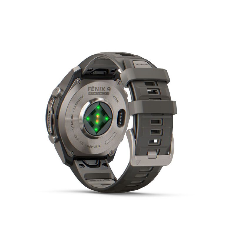 Garmin Fenix 9 Pro 47mm Solar - Titanium With Pebble Grey Silicone Band, , hi-res