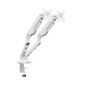 Bracom FlexPrecision Cost-Effective Gas Spring Dual Monitor Arm with USB Ports - White
