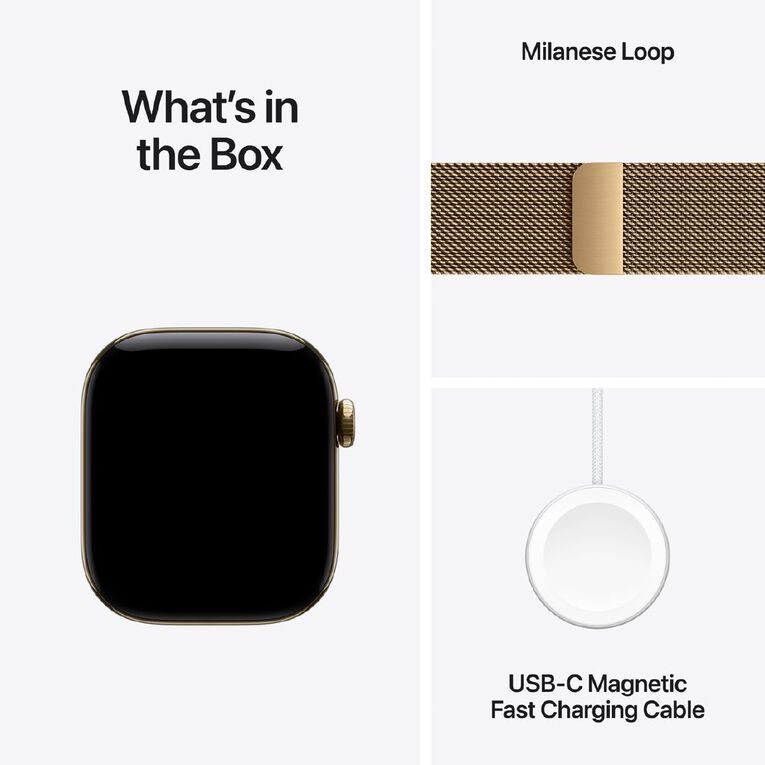 Apple Watch Series 12 Cellular 42mm Radiant Gold Titanium Case with Radiant Gold Milanese Loop, , hi-res