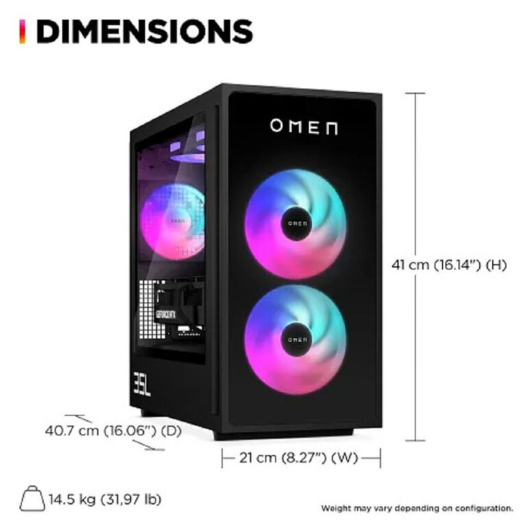 HP OMEN 35L AMD Ryzen 7-9800X3D 32GB RAM 2TB SSD NVIDIA RTX 5070 Ti Windows 11 Gaming Desktop PC, , hi-res