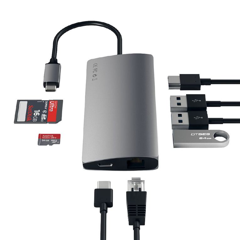 SATECHI USB-C Multi-Port Adapter 4K Ethernet V2 - Space Grey, , hi-res