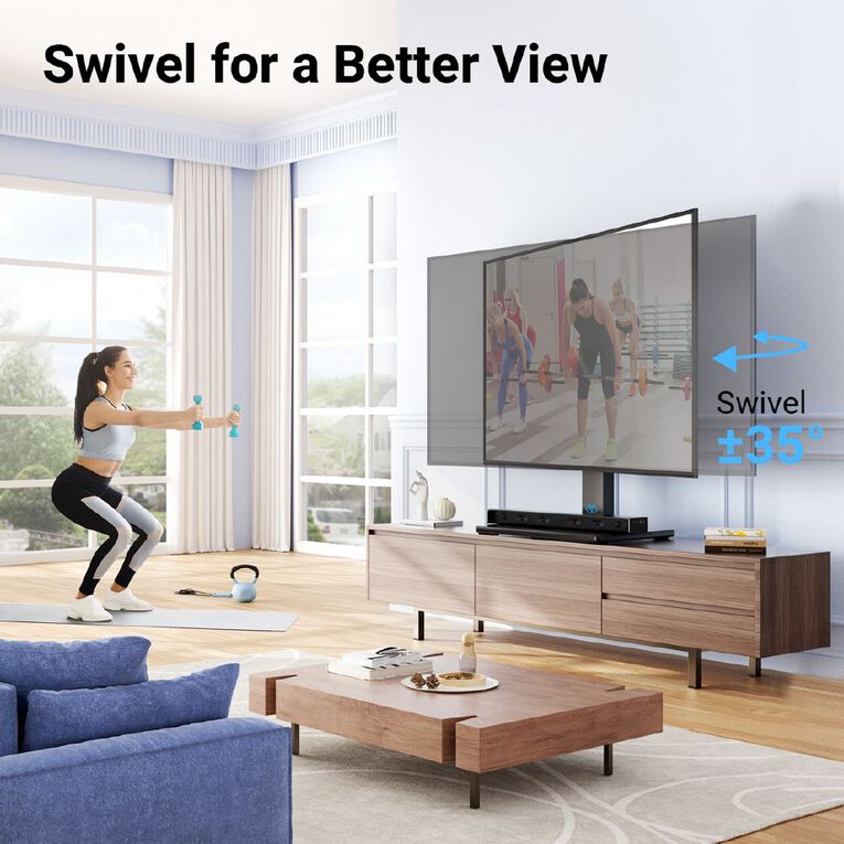 Perlesmith Universal Swivel Tabletop TV Stand for 37"-80" TVs, , hi-res