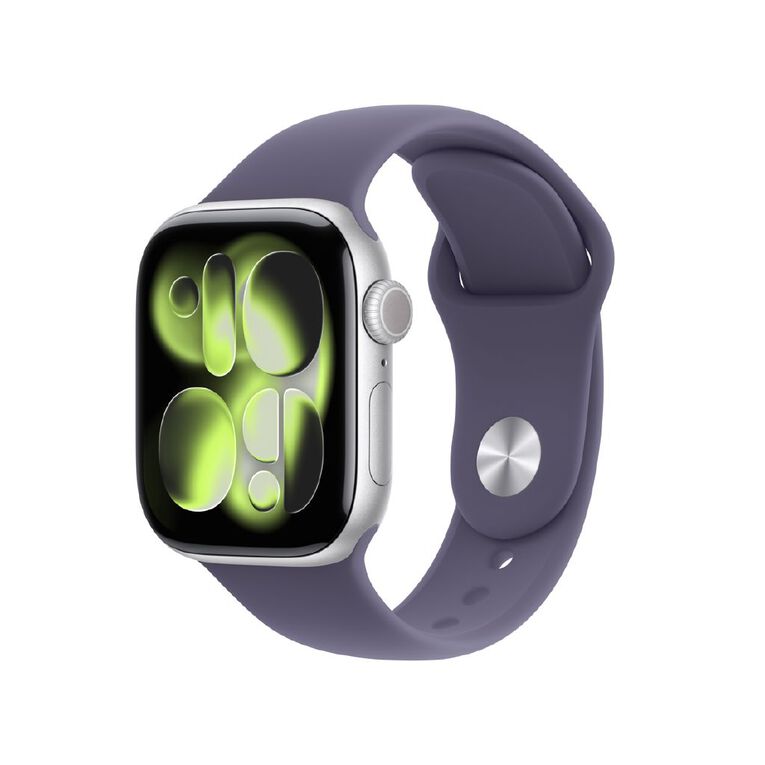 Apple Watch Series 11 GPS 42mm Silver Aluminium Case with Purple Fog Sport Band S/M, , hi-res