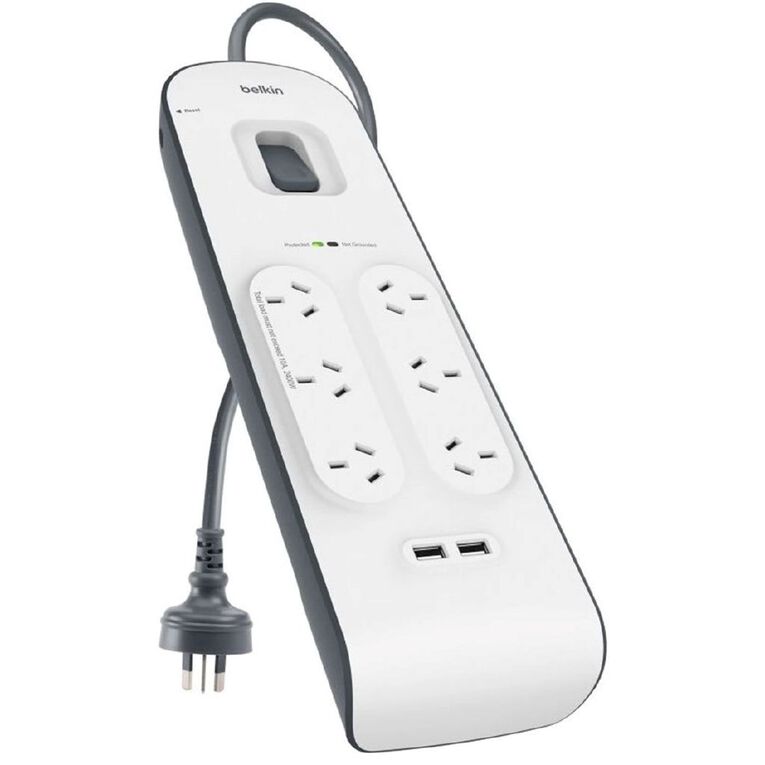Belkin 6-Way Surge Protector with Dual USB Port, , hi-res