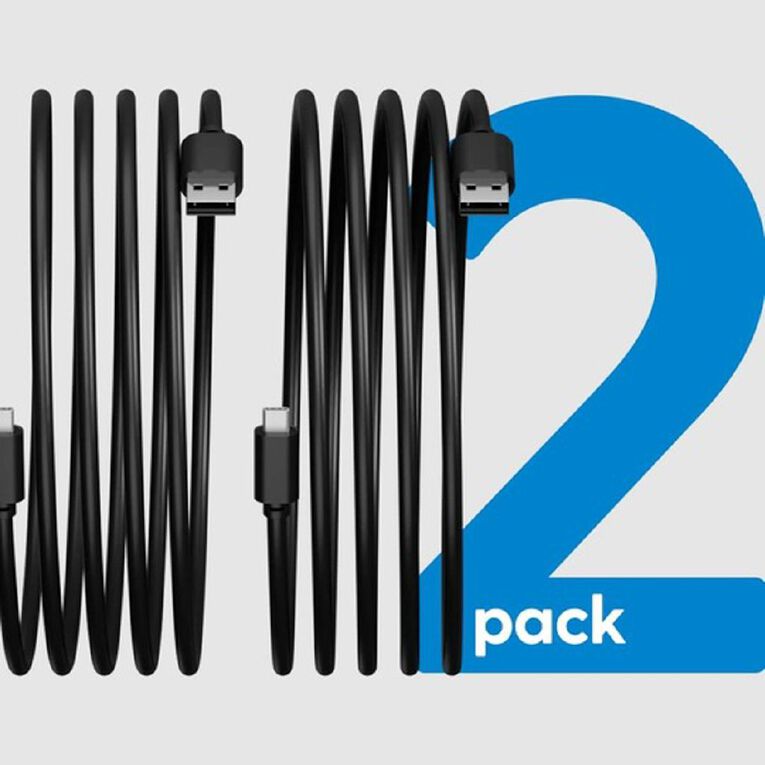 Laser USB-C to USB-A Cable 2 Pack 1m - Black, , hi-res