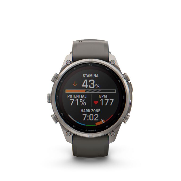 Garmin Fenix 9 Pro 47mm Solar - Titanium With Pebble Grey Silicone Band, , hi-res