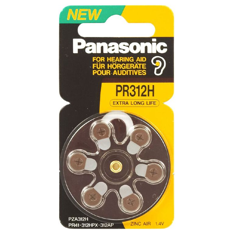 Panasonic Hearing Aid PR-41 Batteries 6 Pack, , hi-res
