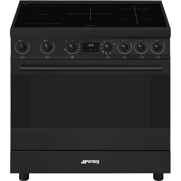Smeg 90cm Freestanding Oven with Induction Cooktop Matte Black Noel