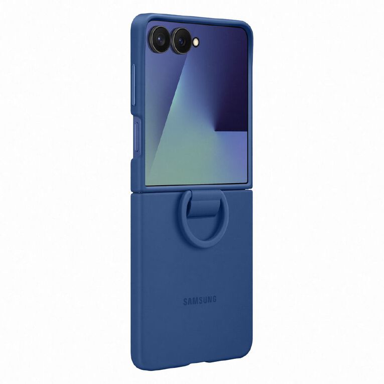 Samsung Z Flip7 Silicone Case With Ring - Navy, , hi-res