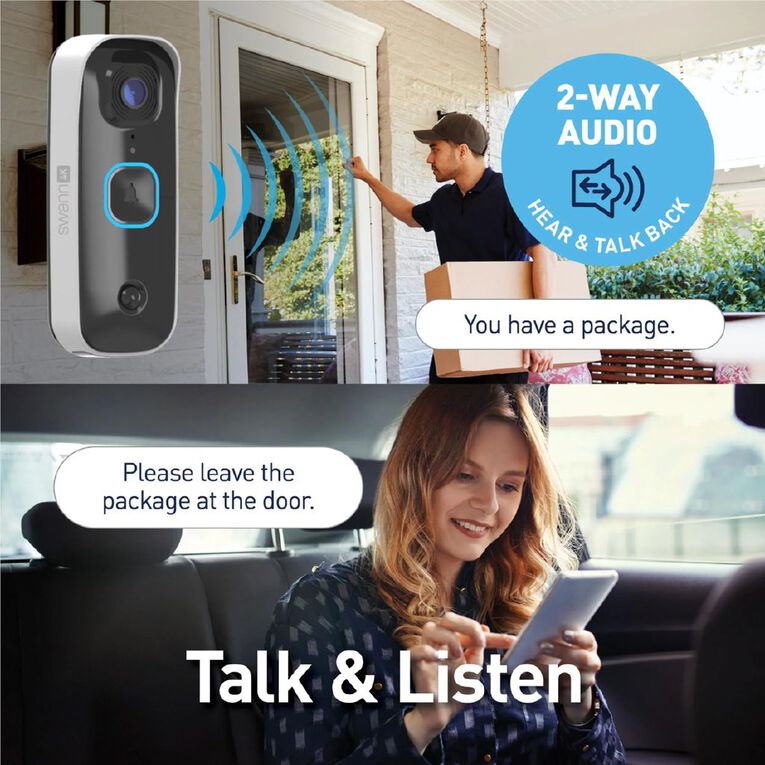 Swann Buddy 4K Video Doorbell and Chime Kit, , hi-res