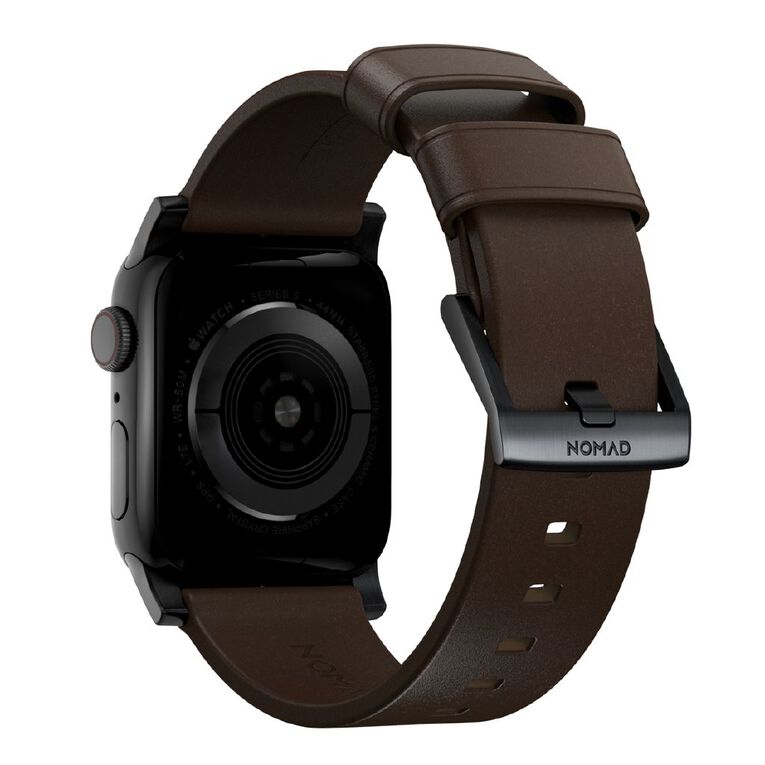 Nomad Modern Band for Apple Watch (42 / 44-46 / 49mm / ULTRA) - Rustic Brown Horween / Black Hardware, , hi-res