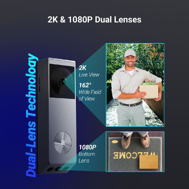 EZVIZ EP3X Pro Dual Camera Doorbell With Solar Panel, , hi-res