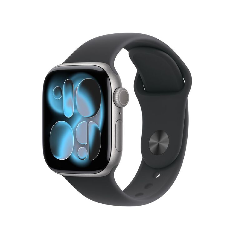 Apple Watch Series 11 GPS 42mm Space Grey Aluminium Case with Black Sport Band S/M, , hi-res
