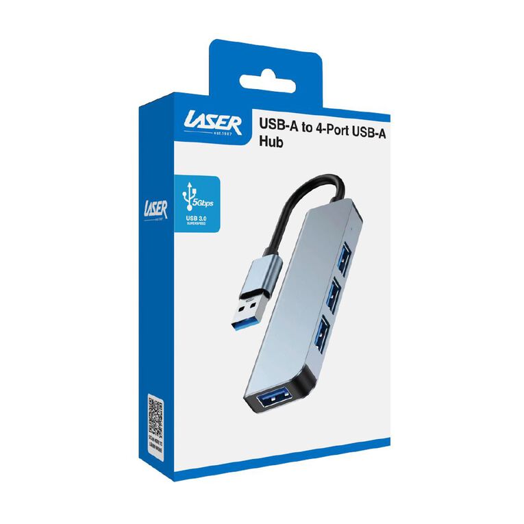 Laser USB-A to 4 Port USB-A Hub, , hi-res