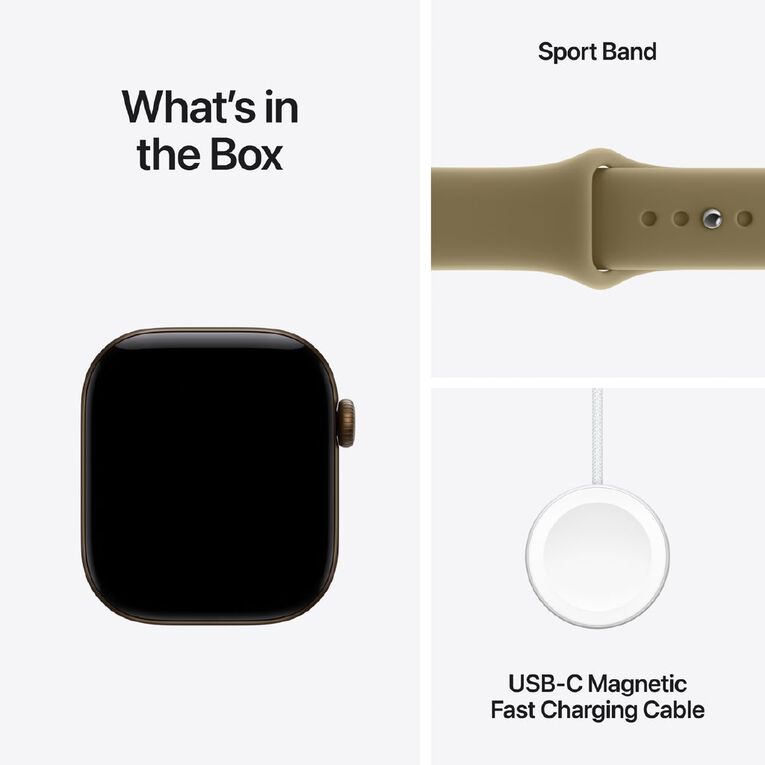 Apple Watch Series 12 Cellular 42mm Dark Bronze Aluminium Case with Olive Sport Band M/L, , hi-res