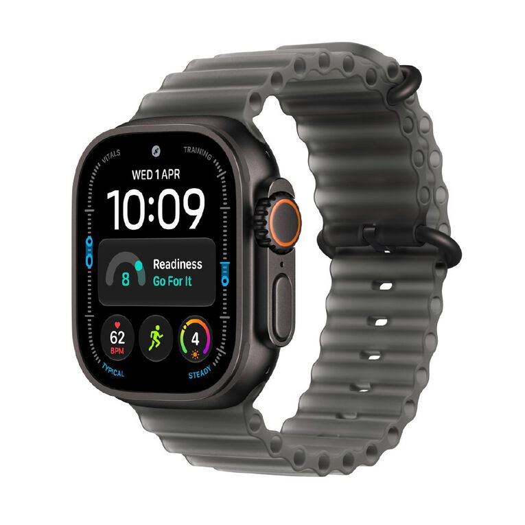 Apple Watch Ultra 4 Cellular 49mm Black Titanium Case with Translucent Black Ocean Band, , hi-res