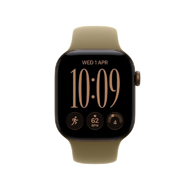 Apple Watch Series 12 Cellular 42mm Dark Bronze Aluminium Case with Olive Sport Band S/M, , hi-res