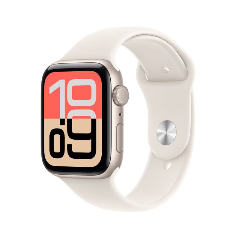 Apple Watch SE 3 GPS 44mm Starlight Aluminium Case with Starlight Sport Band M/L, , hi-res