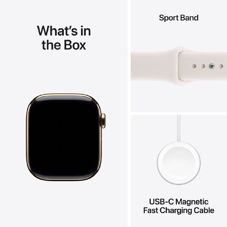 Apple Watch Series 11 Cellular 42mm Gold Titanium Case with Light Blush Sport Band S/M, , hi-res