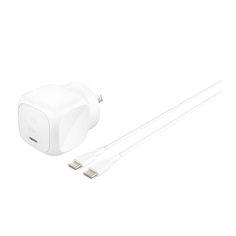 Belkin BoostCharge Compact USB-C Wall Charger + USB-C Cable 65W - White, , hi-res