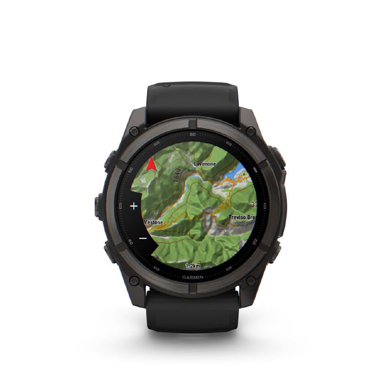 Garmin Fenix 9, 51mm, Carbon Grey DLC Titanium With Black Silicone Band, , hi-res