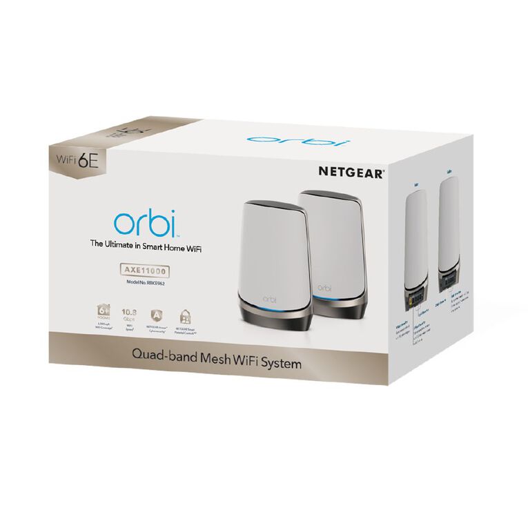 Netgear Orbi AX11000 Quad-band Mesh WiFi 6E System White 2 Pack, , hi-res
