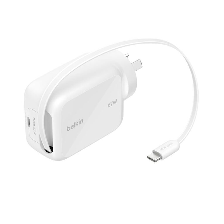 Belkin UltraCharge Retractable GaN Wall Charger 67W, , hi-res