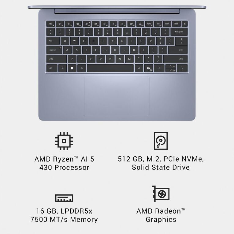 Dell DS14265 14 Inch Touchscreen AMD Ryzen AI-5 16GB RAM 512GB SSD Windows 11 Home, , hi-res