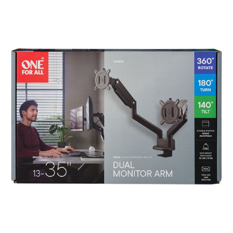 One for All Dual Monitor Arm for 13-35" Monitors - Black, , hi-res