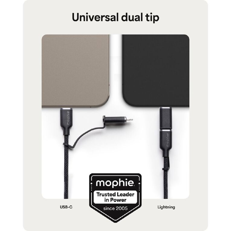 Mophie Chargestream USB-C to USB-C Cable with Lightning SwitchTip 1m - Black, , hi-res
