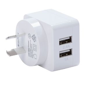 Tech.Inc Dual USB 3.4A Wall Charger 1A + 2.4A
