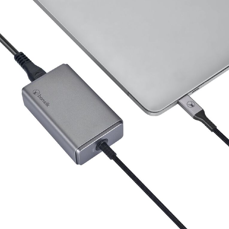 Bonelk Long-Life 65W PD GaN Desktop Charger, in-built USB-C Cable 1.5m - Space Grey, , hi-res