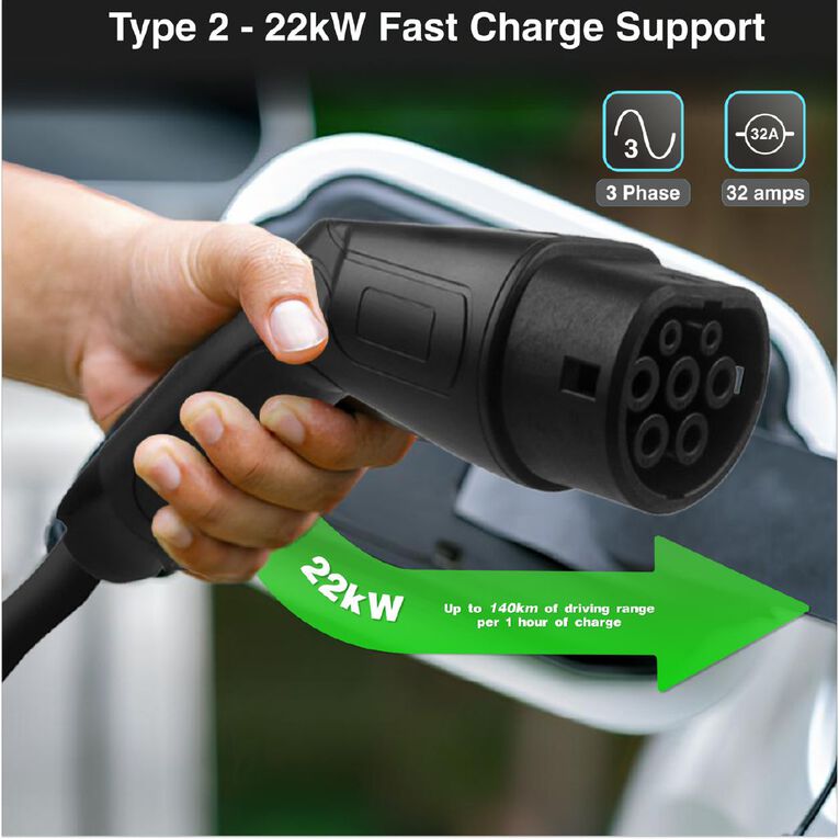 Laser ChargeCore Type 2 Coiled EV Charging Cable, 2.5m - Black, , hi-res