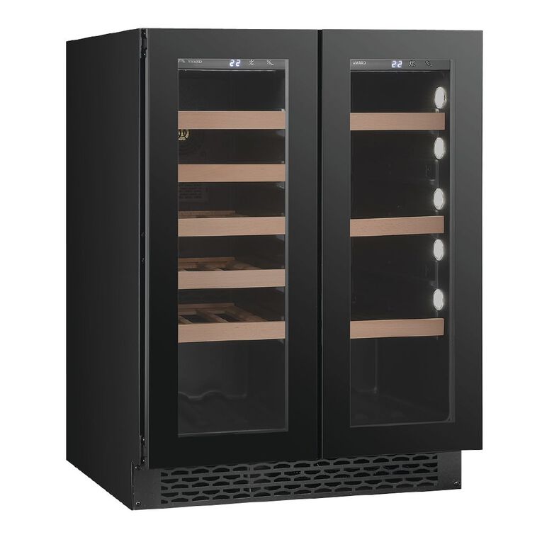 Award 60cm Under Counter Wine and Beverage Fridge - 18 Bottle - Black Glass, , hi-res