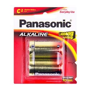 Panasonic C Size Alkaline Batteries 2 Pack