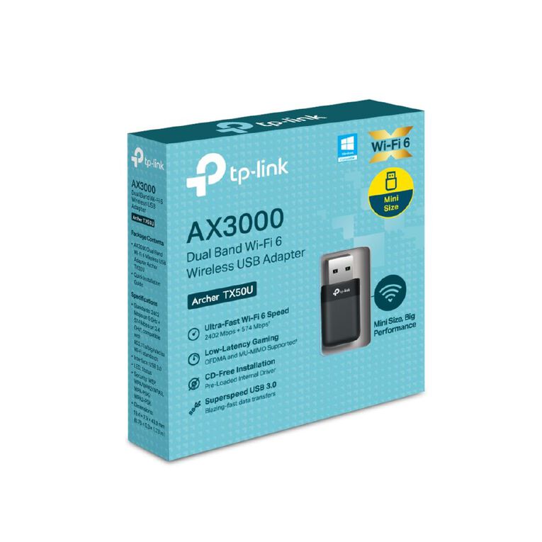 TP-Link Archer TX50U | AX3000 Dual Band Wi-Fi 6 Wireless USB Adapter, , hi-res